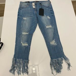 Fashion Nova fringe jeans